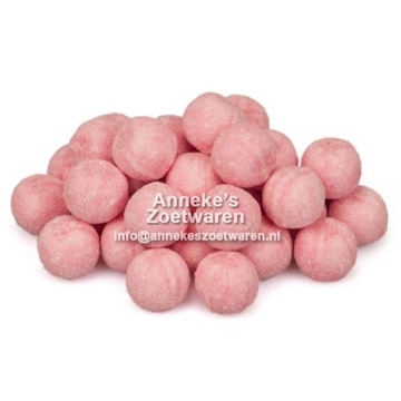 Kogels, Aardbeien met zure bruispoeder per 100 gram Kogels, Aardbeien met zure bruispoeder per 100 gram