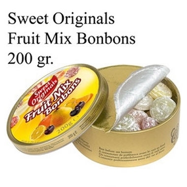 Blikje Fruit Mix Bonbons, 200gr